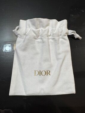 Dior White Drawstring Pouch with Gold Logo free samples bags accessories gift